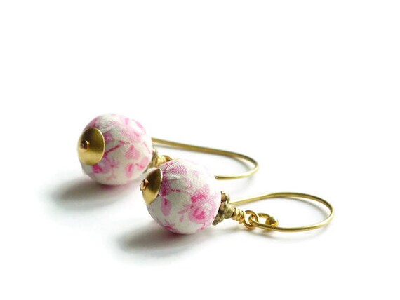 Liberty earrings,Cute earrings,Pastel earrings,Pink earrings,Summer earrings, Flower earrings,Liberty jewelry,Summer jewelry,Bride earrings