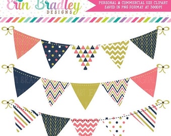 70% OFF SALE Bunting Clipart Graphics by ErinBradleyDesigns