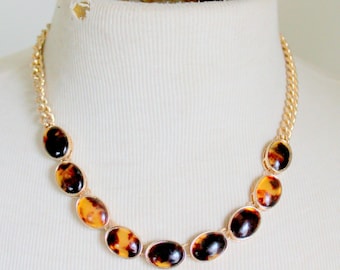 Jones New York Tortoise Shell Gold Tone Necklace