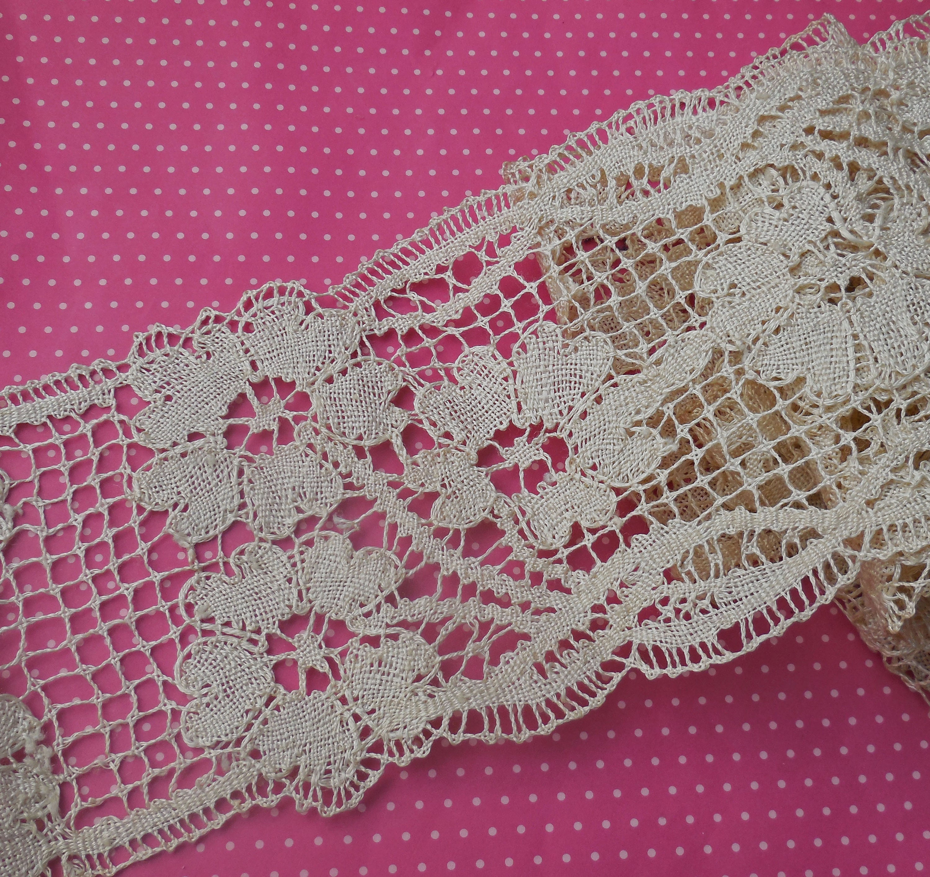 Antique Lace Vintage Lace Trim Bobbin Lace Flax Wide Last Piece from
