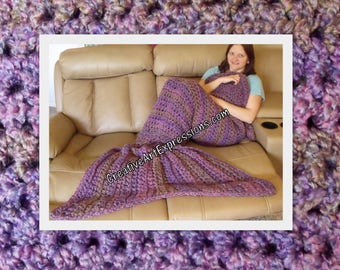 Purple, Gold, Pink, Mermaid Blanket, Adult Teen, Crocheted, Mama Fin, Ready To Ship, Luxuriously Soft, Mermaid Tail, Women Gift, Unique