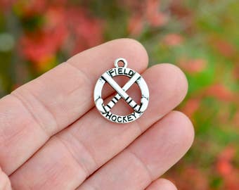 BULK 50 Silver Round Field Hockey Charm SC5029