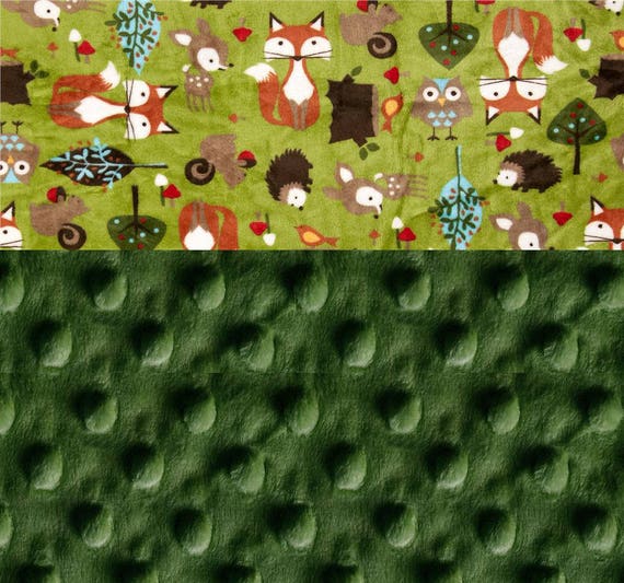 Toddler Blanket / 48 x 60 Minky Blanket Boy, Green Brown Woodland Personalized Baby Blanket // Animal Blanket // Woodland Blanket