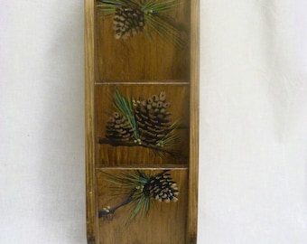 Mail Caddy Key Rack. Letter Holder with pine cone design