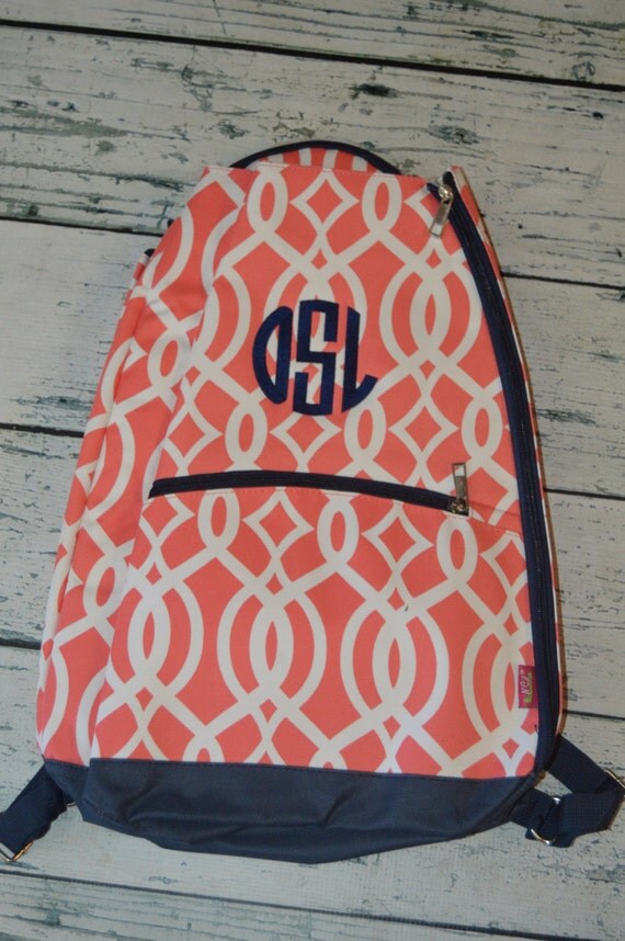 Personalized Tennis Racket Cover Bag Coral Geometric Print