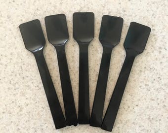 100- BLACK MINI SPATULAS, free usa ship, for sugar scrub, body butter, body frosting & testers