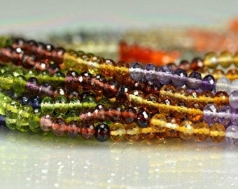 Multi Gemstone Rondelles AAA Gemstone Beads Citrine Garnet Amethyst Crystal Carnelian 3.5-4 Half Strand
