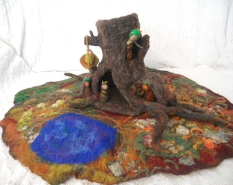 Play mat, Waldorf,Root children, Pre School, Play scape,hand felted play mat, Root family, Root Mother, Giant Tree House, Nursery School