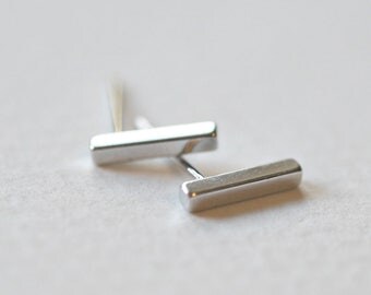 Bar stud earrings, sterling silver earrings, silver mini bar earrings, 10mm, minimalist, modern, line, simple, classic jewelry, Martina mini