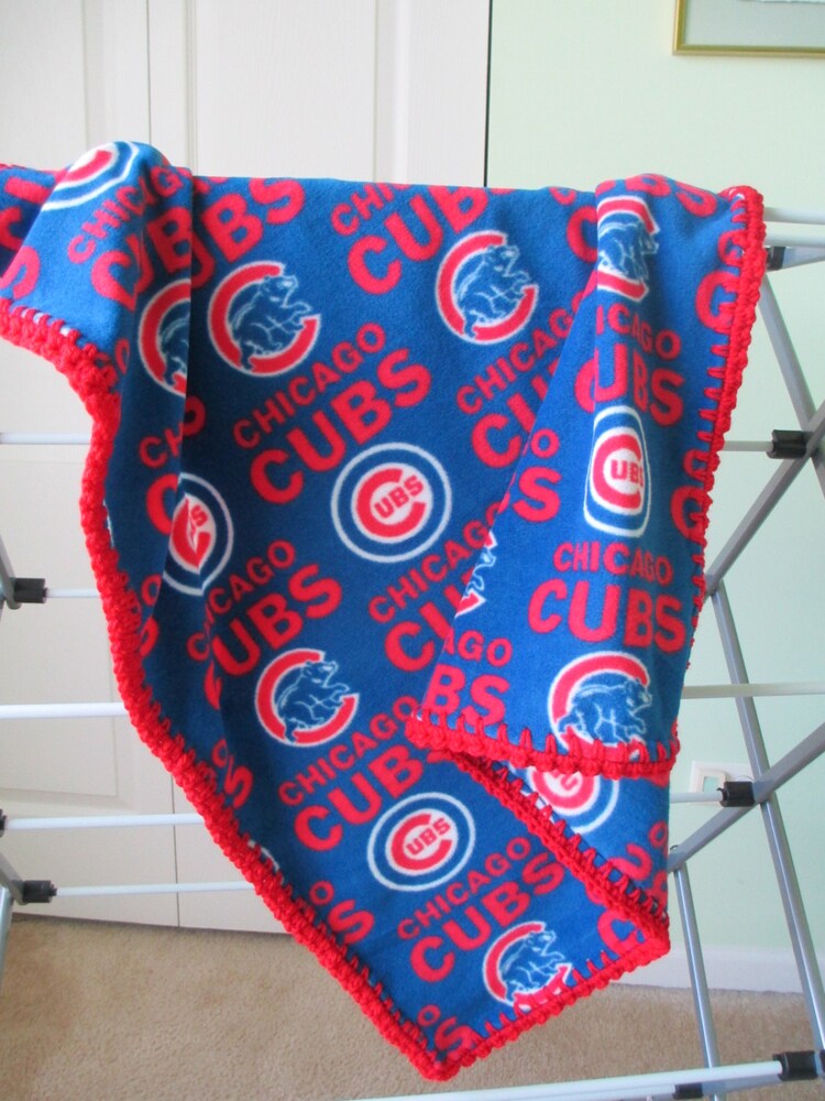 CHICAGO CUBS Baby Blanket Fleece with Hand by DitzyBlondCrochet