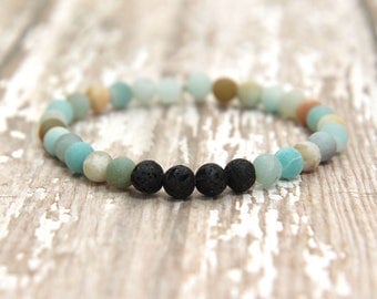 Essential Oil Bracelet, diffuser jewelry, aromatherapy, amazonite gemstone bracelet, mala bracelet, gift for her, zen, yoga bracelet