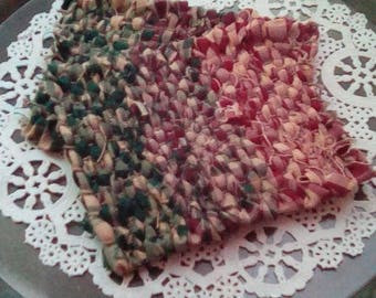 2 Hand Loomed Homespun Mug Mats RGP Trivet Coaster Primitive Colonial Americana