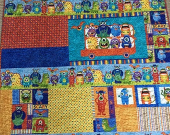 Monster Mash Children's or Baby Quilt Kit - 50" x 58" Quilt made from Monster Mischief from Northcott