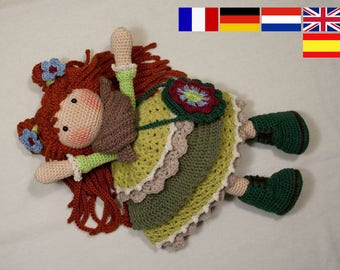 Crochet pattern for doll ELLIE, pdf (Deutsch, English, Nederlands, Españo, Français)