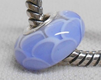 SRA Light Blue Scales Bead Handmade Lampwork Bead European Large Hole Charm Bead