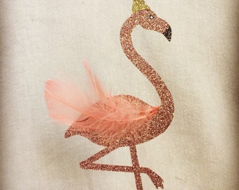 Flamingo Cake Topper. First Birthday Cake Topper, Boho Cake Topper. One Birthday