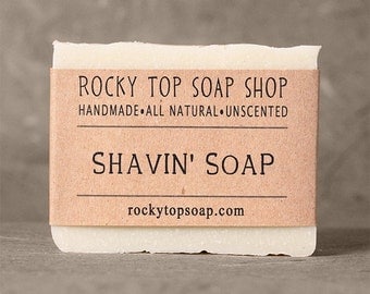 Shaving Soap - Shaving Cream Soap - Shaving Bar - All Natural Soap, Handmade Soap, Unscented Soap, Cold Process Soap, Vegan Soap