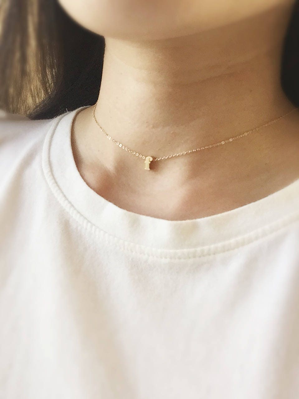 Dainty Choker Necklace - Tiny Alphabet Necklace/ Gold Initial Necklace/ Personalized Choker/ Gold Choker/ Initial Choker/ Layering Necklace
