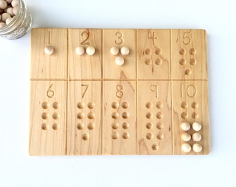 Wooden Number Counting Tracing Board Waldorf Montessori School Toy