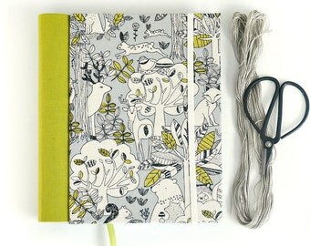 Fabric journal // WOODLANDS hardbound spiral notebook jotter diary