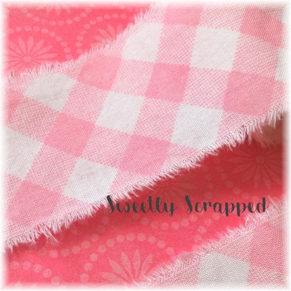 PINK GINGHAM Ribbon, Plaid, Torn, Shabby Chic, Spring, Summer, Valentine, Hand Frayed, Embellishment, Fabric, Country, Shabby Chic