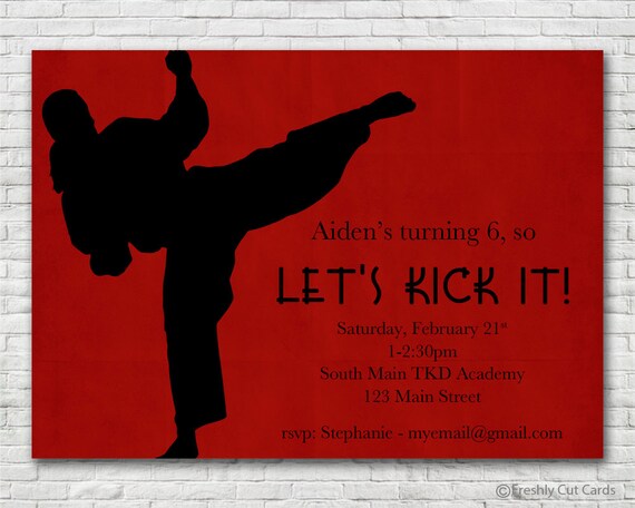 Time to Kick It Birthday Invite - Printable or Printed (w/ FREE Envelopes) Il_570xn