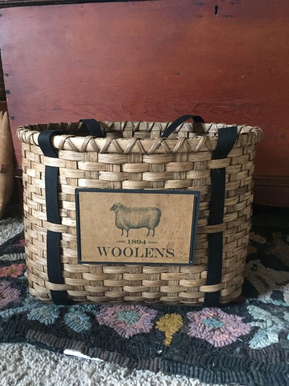 Rug Hooking Tote Basket Handwoven Reusable Tote Storage