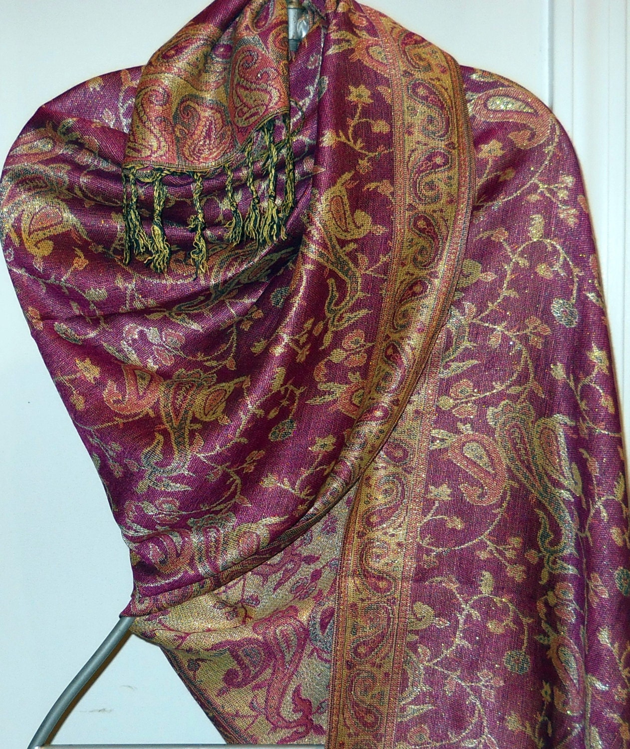 Pashmina,Rose Pashmina,Gold Shawl, Paisley Pashmina,Ethnic shawl