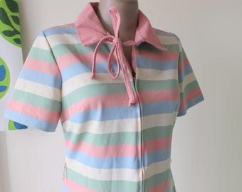 1960s Vintage FLUTTERBYE Dress...size small to medium..candy. carnival. mod. striped. pink green blue dress. sundress. sixties. edie. twiggy