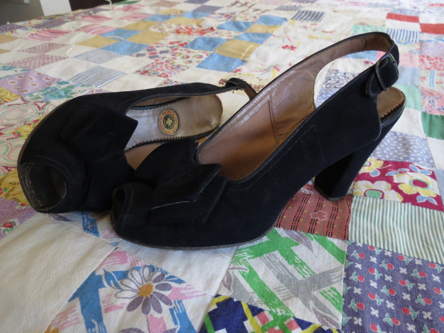 navy blue suede slingback shoes