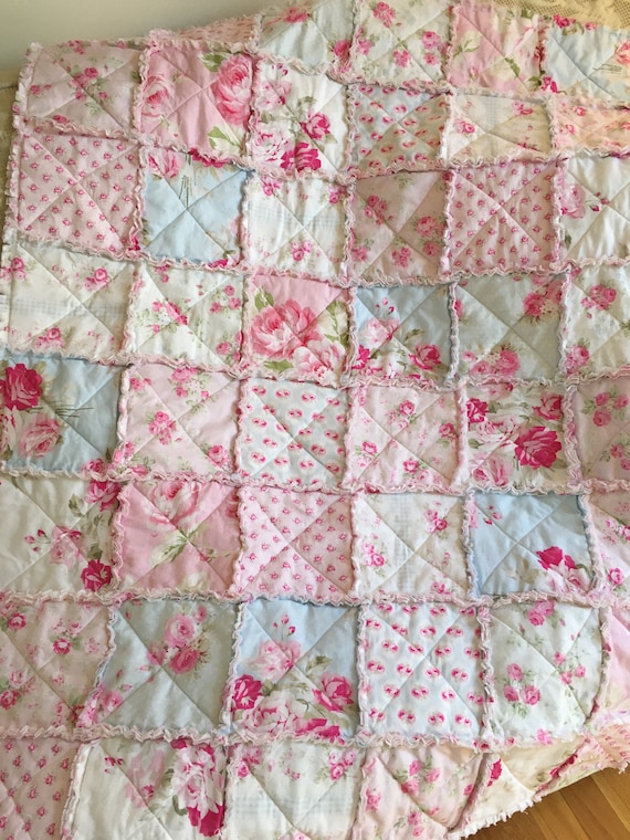 Crib Rag Quilt Baby Girl Crib Bedding Shabby Chic Nursery Pink