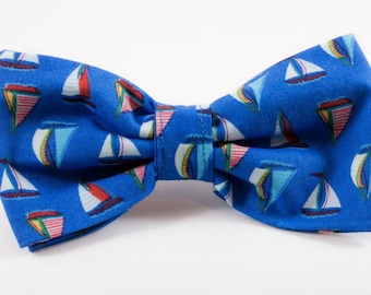 Nautical Sailboat Dog Bow Tie