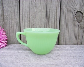 Jane Ray JADITE Jadeite Tea Cup - Fire King - Mint - Shiny Glossy - 40s Older UNUSED - more available - Jade-ite TeaCups
