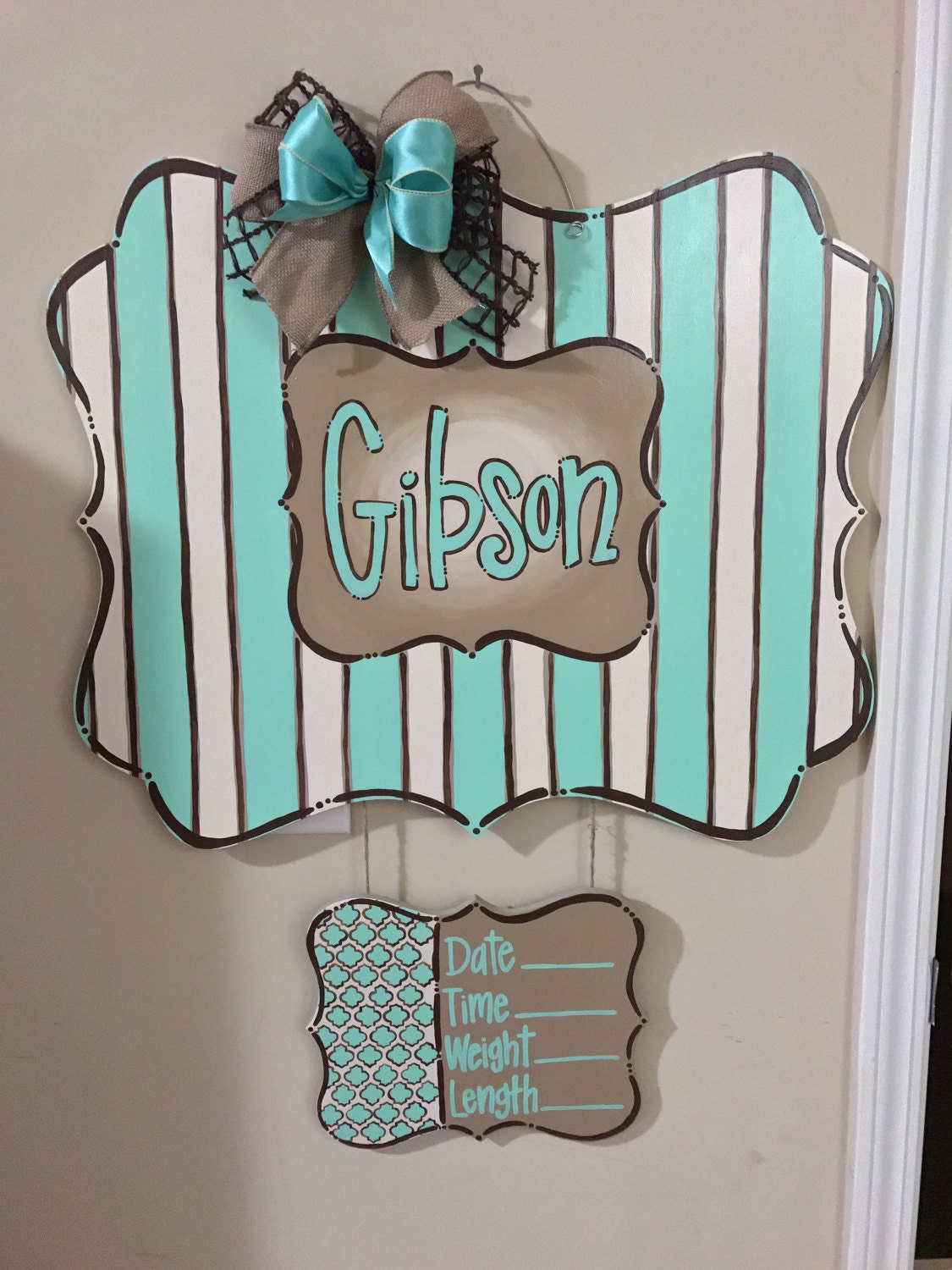 Baby Hospital Door Hanger Hospital Announcement Shape with Bow