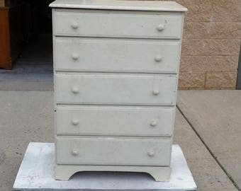 Vintage Rustic Chest, Dresser, farmhouse shabby chic, PICK UP ONLY painting included, storage, bureau, distressed bedroom, cottage, beach