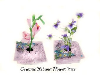 ikebana vase - ikebana pottery - Japanese flower vase - ceramic ikebana - hostess gift - # 44