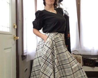 1950's Black and White Plaid Circle Skirt