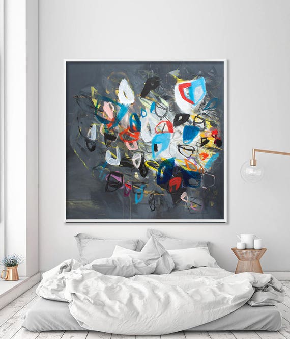 Large Wall Art of grey abstract painting Giclee Fine Art Print