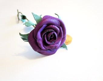 For Courtney Claypool 3rd anniversary gift, mini purple leather rose,miniature Leather Rose,red leather rose , mini Long Stem red rose