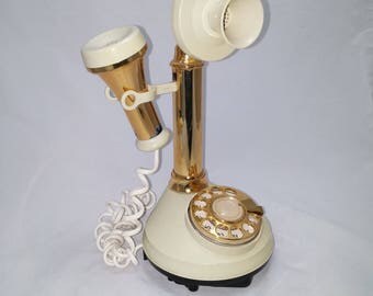 Vintage 1973 DecoTel Candlestick Telephone Model 203323-05 - vintage look, modern mechanics, ready to use in your vintage home
