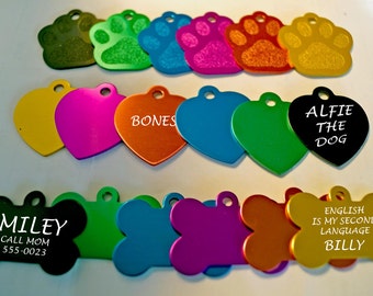 Pet identity tags, pet name tags, pet accessories, personalized pet supplies, pet identity tag, cat id tag, dog bone, paw, custom pet id tag