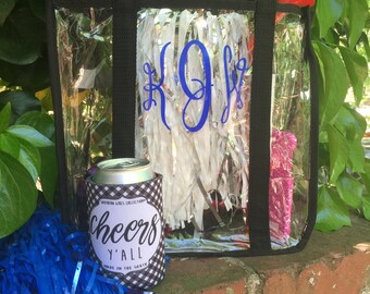Monogram Clear Stadium Tote Bag - Personalized NFL Approved Clear Tote - Monogrammed Game Day Clear Purse - Monogram Football Game Bag