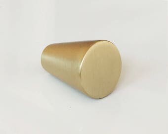 Satin Brass 1" Large Cabinet Knob Drawer Pull - Mid-Century Modern Knob
