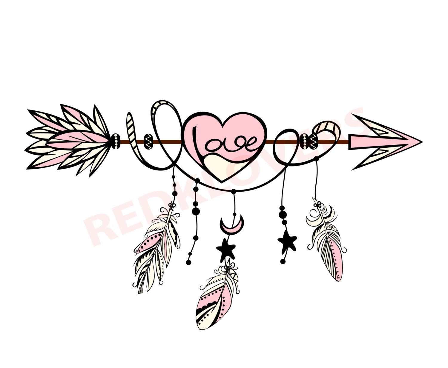 Download SVG DXF silhouette feather arrow dreamcatcher boho native love