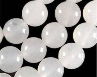 6mm White Round Jade Beads, 65PCS, 15 inch strand -#20 (Jewelry Supply, Gemstone Beads, Semi Precious Beads