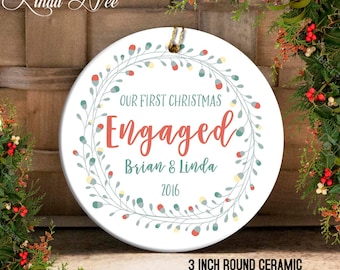 Engagement Christmas Ornament, Just Engaged Ornament Mr and Mrs Ornament Custom Engagement Gift Bridal Shower Ornament First Christmas OCH37