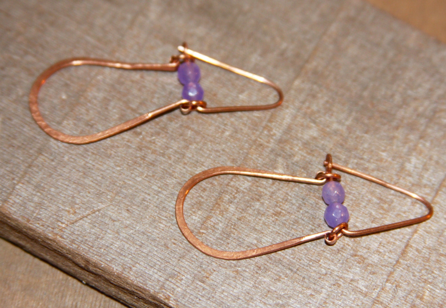Purple Earrings. Purple Hoop Earrings. Rustic by BirchBarkDesign