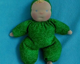 Fretta's 10" / 25 cm tall Waldorf Style Floppy Baby. Baby's first Doll. Child safe cloth Baby Doll
