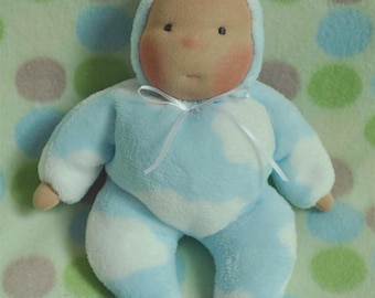 Fretta's Waldorf style floppy Baby, 11" / 28 cm tall. Soft child friendly baby doll.