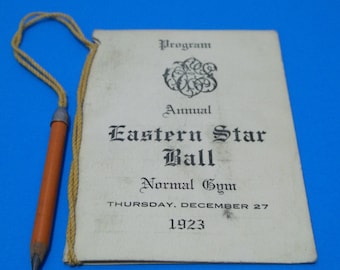 Vintage Dance Card Eastern Star Ball December 1923 Dancing Original Pencil